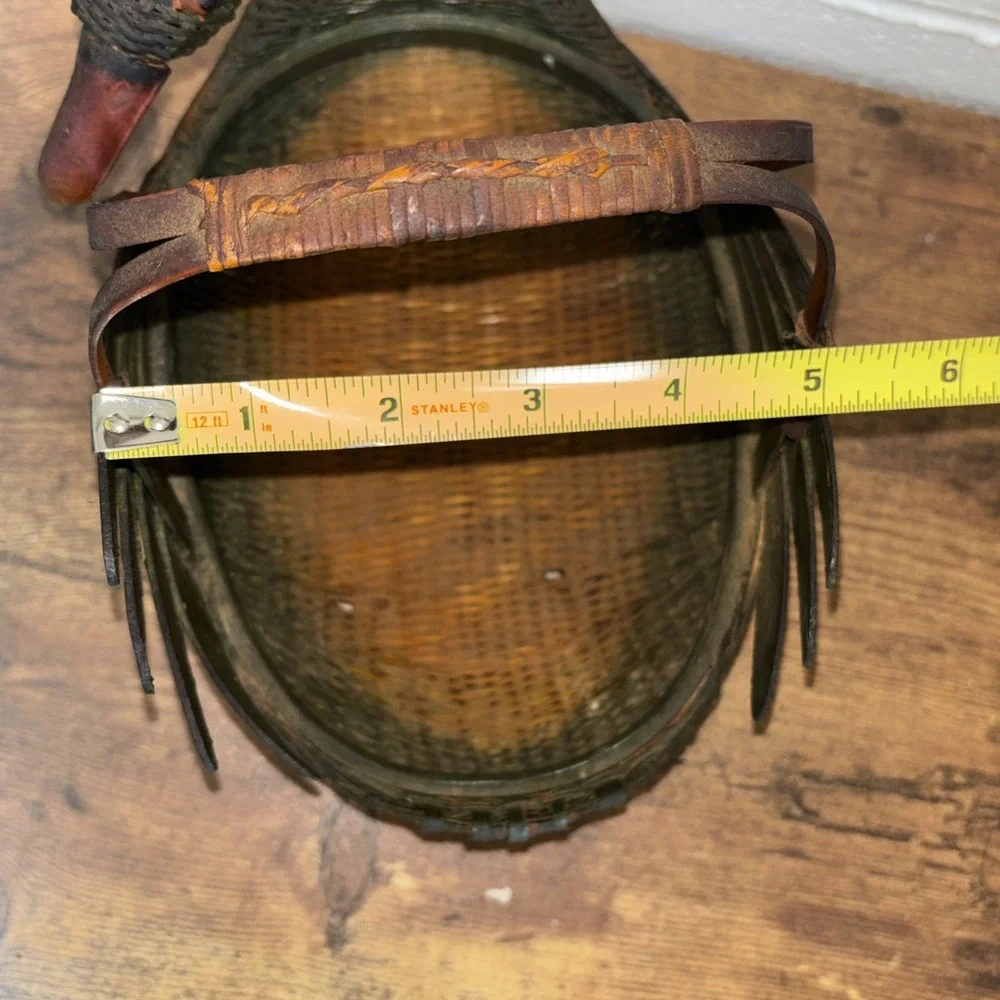 Vtg Ben Rickert Inc. Green Woven Wicker Swan/Duck Bamboo Basket Zhejiang China